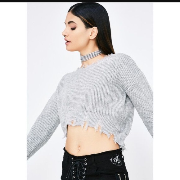 Love Tree distressed crop sweater - Picture 2 of 6